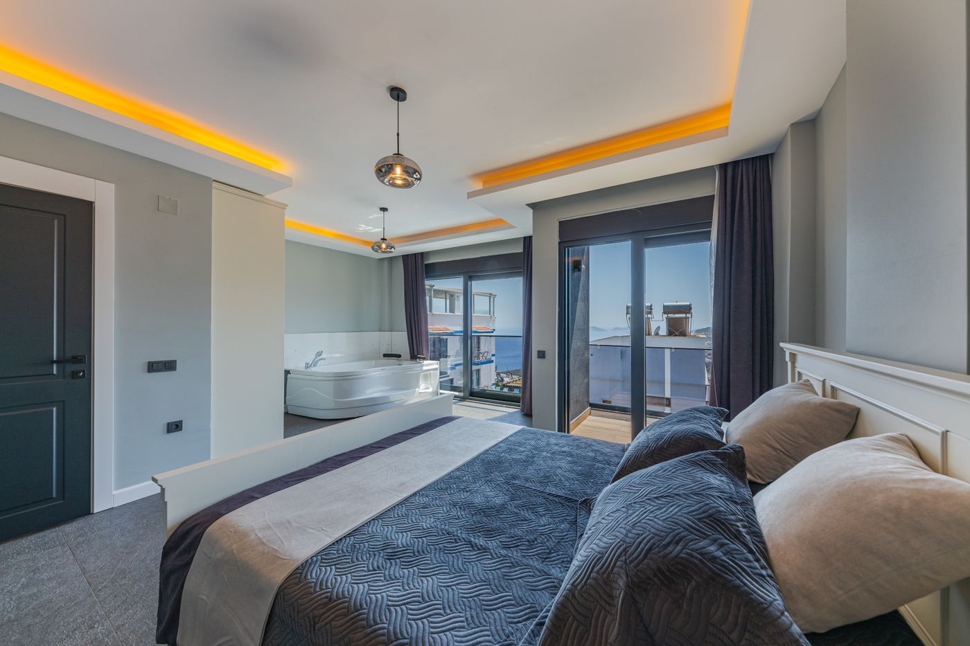 Chambre d'un appartement avec vue sur l'océan à Ngor